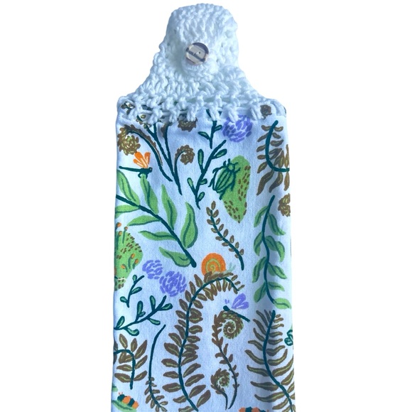 Hand Crafted Colorful Dragonflies Floral Hanging Hand Towels Crochet Top - Picture 6 of 12